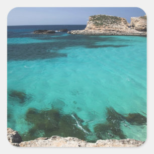 Sticker Carré Malte, île de Comino, The Blue Lagoon