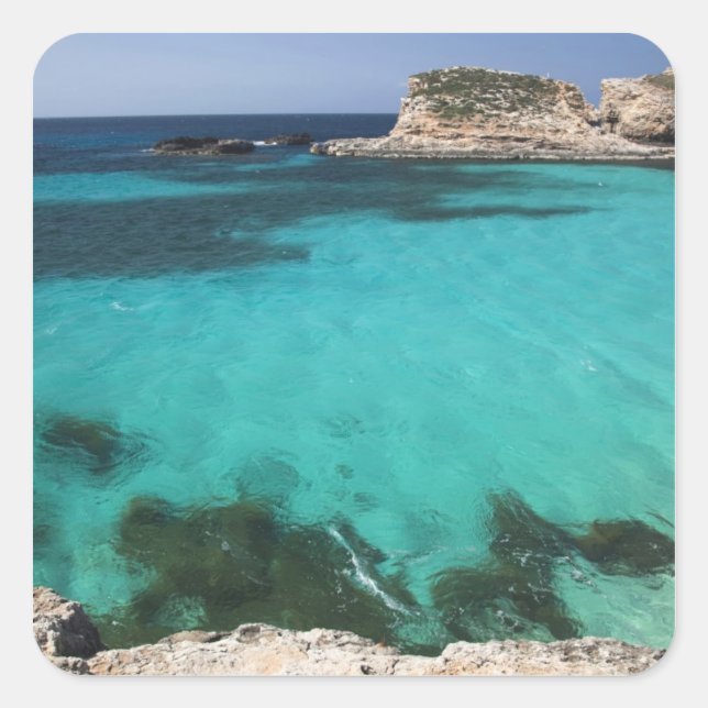 Sticker Carré Malte, île de Comino, The Blue Lagoon (Devant)