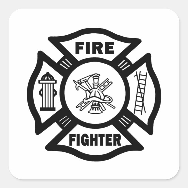 Sticker Carré Maltese, combattant des incendies (Devant)