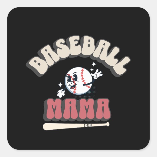 Sticker Carré Mama de baseball rétro (Devant)
