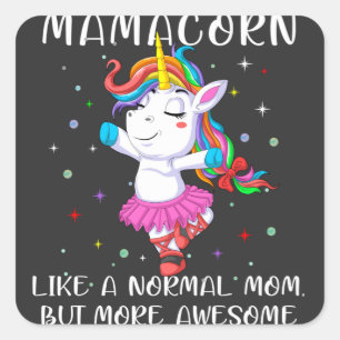 Sticker Carré mama unicorn cadeau de la journée de la mère