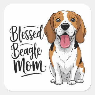 Sticker Carré Maman Beagle Bénie Mignonne Chienne de Dessin Anim