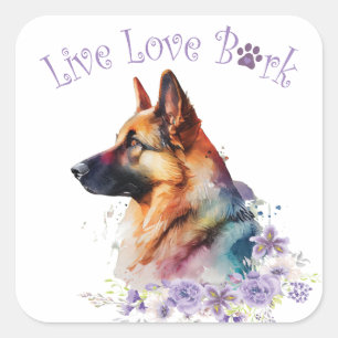 Sticker Carré Maman Berger Allemand Floral