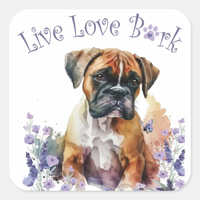 Sticker Carré Maman Boxer Fleurie (Devant)