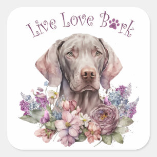 Sticker Carré Maman Chien Weimaraner Floral