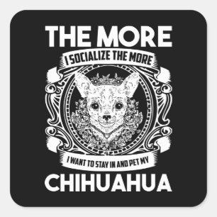 Sticker Carré Maman Chihuahua drôle Papa Chien Cartoon Chiens