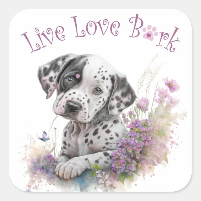 Sticker Carré Maman Dalmatien Floral (Devant)