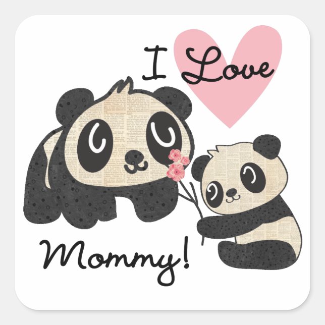 Sticker Carré Maman d'amour des pandas I (Devant)