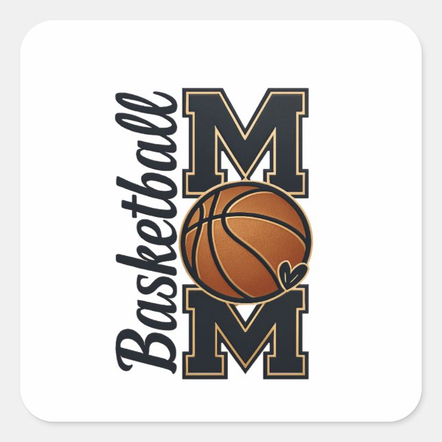 Sticker Carré Maman de basketteuse de style universitaire or Équ (Devant)