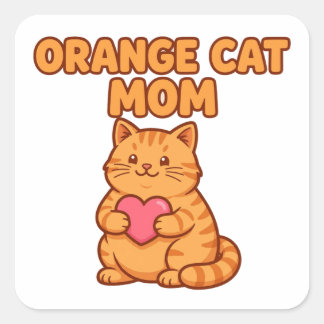 Sticker Carré Maman de chat orange — Gros chat orange tabby au c