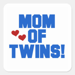 Sticker Carré Maman de Twins Blue Text Cadfts
