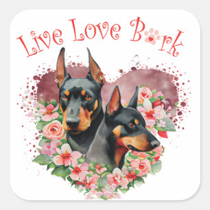 Sticker Carré Maman Doberman Floral