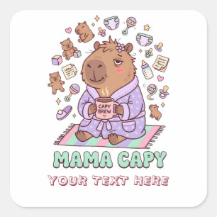 Sticker Carré Maman drôle Capy Cadeau de fête des mères Maman fa