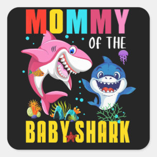 Sticker Carré Maman Du Bébé Shark Dons Drôle