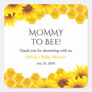 Sticker Carré Maman en nid d'abeille jaune pour la Baby Shower B