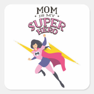 Sticker Carré Maman est mon super-héros