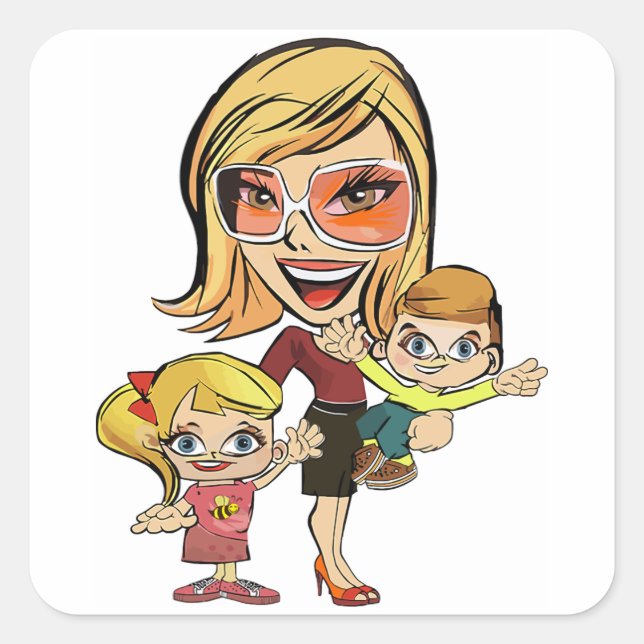 Sticker Carré Maman et les enfants (Devant)