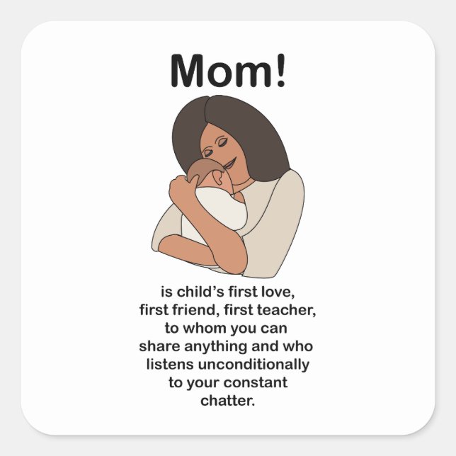 Sticker Carré Maman Maman Mère Citation Anniversaire (Devant)