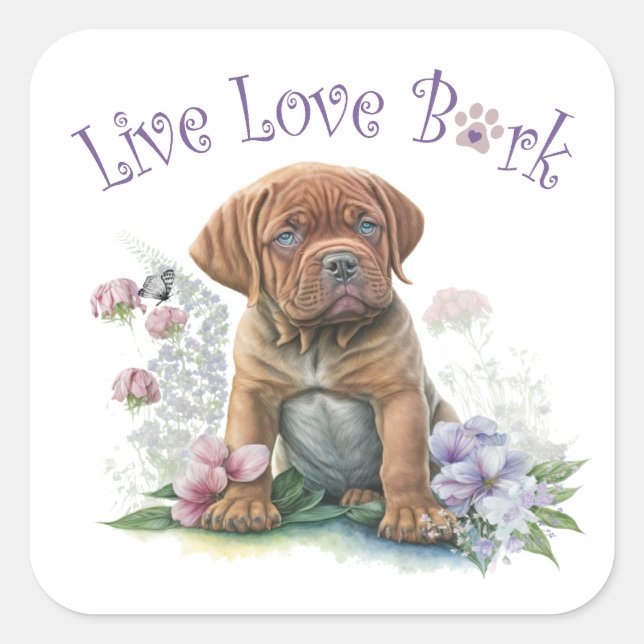 Sticker Carré Maman Mastiff Fleurie (Devant)