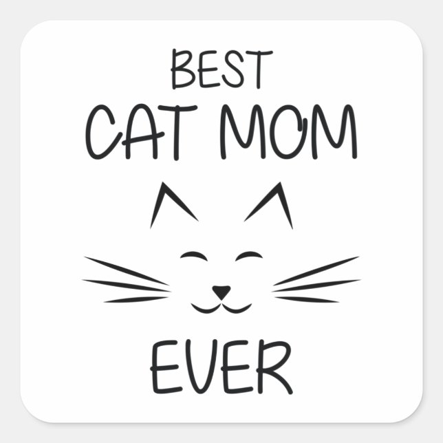 Sticker Carré Maman - Meilleure maman de chat (Devant)