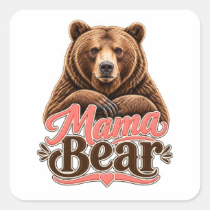 Sticker Carré Maman Ourse 