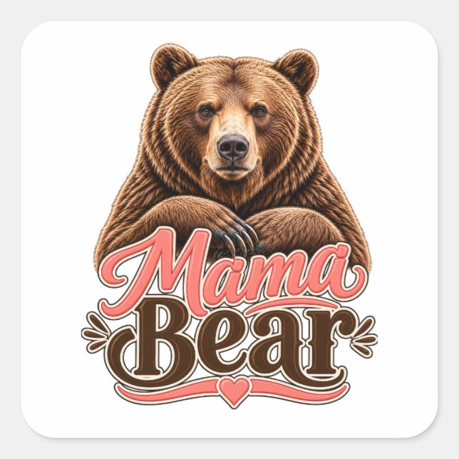 Sticker Carré Maman Ourse  (Devant)