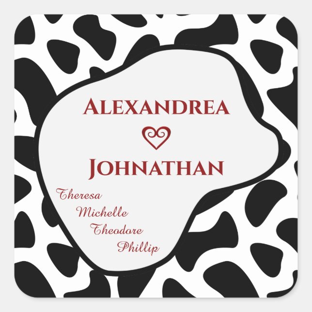 Sticker Carré Maman Papa Enfants Nom de famille Personnaliser (Devant)