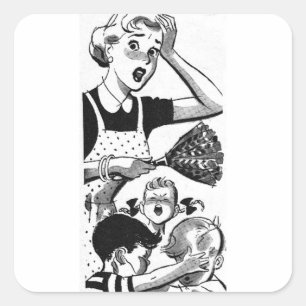 Sticker Carré Maman rétro dépassée
