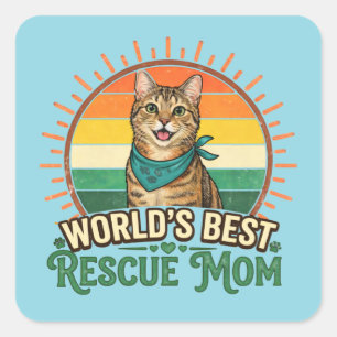 Sticker Carré Maman sauvetage de chat