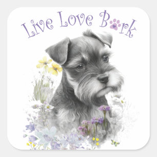 Sticker Carré Maman schnauzer florale