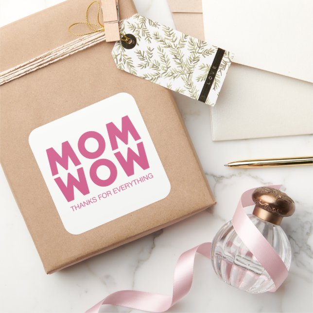 Sticker Carré Maman, Wow ! (Cadeaux)