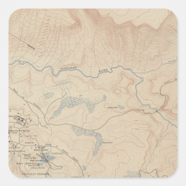 Sticker Carré Mammoth Hot Springs et sa proximité 2 (Devant)