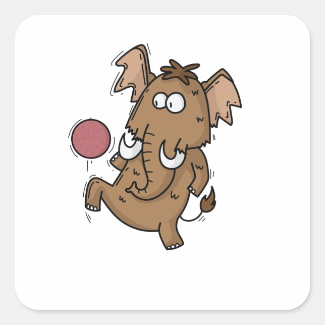 Sticker Carré Mammut spielt Fußball (Devant)