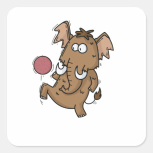 Sticker Carré Mammut spielt Fußball