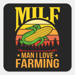 Sticker Carré Man Love Corn sur le jour fob Funny Corn jeu de mè
