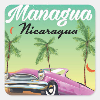 Sticker Carré Managua - affiche de voyage du Nicaragua