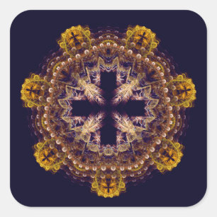 Sticker Carré Mandala de croix fractale