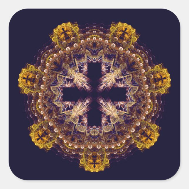 Sticker Carré Mandala de croix fractale (Devant)