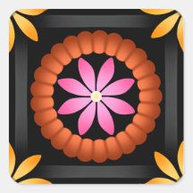 Mandala de fleurs festives orange noir rose