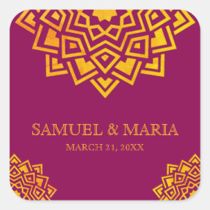Sticker Carré Mandala de l'or rose moderne Favoriser le mariage