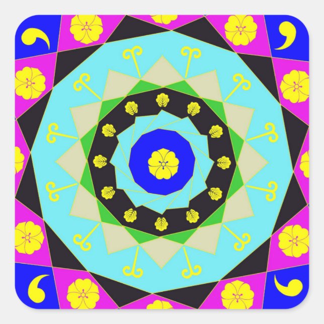 Sticker Carré Mandala : Décoratif (Devant)