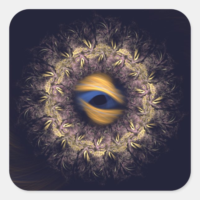 Sticker Carré Mandala fractal (Devant)