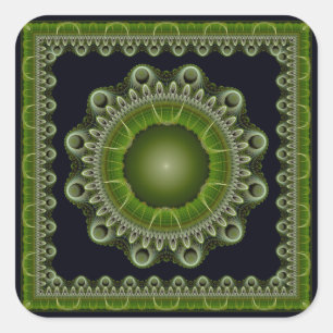 Sticker Carré Mandala fractal coloré