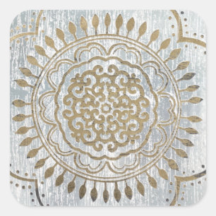 Sticker Carré Mandala Gold Design