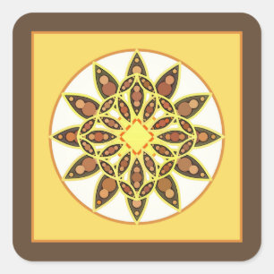 Sticker Carré Mandala motif dans les tons chocolat et or