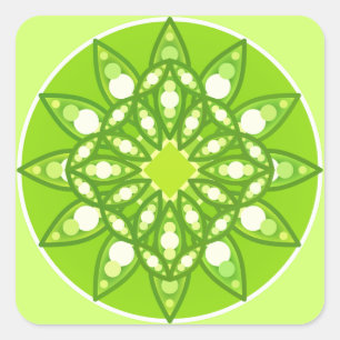 Sticker Carré Mandala motif dans les tons vert citron