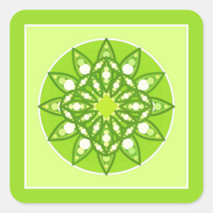 Sticker Carré Mandala motif dans les tons vert citron