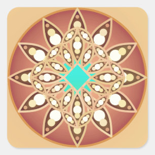 Sticker Carré Mandala motif en caramel et chocolat