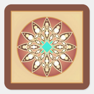 Sticker Carré Mandala motif en caramel et chocolat