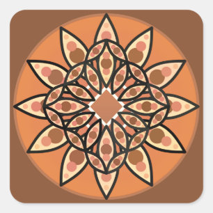 Sticker Carré Mandala motif en chocolat, terre cuite et rouille
